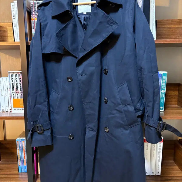 [BUNJANG] Beanpole Black Cotton Double Trench Coat / 빈폴 블랙 코튼 더블 트렌치 코트 110