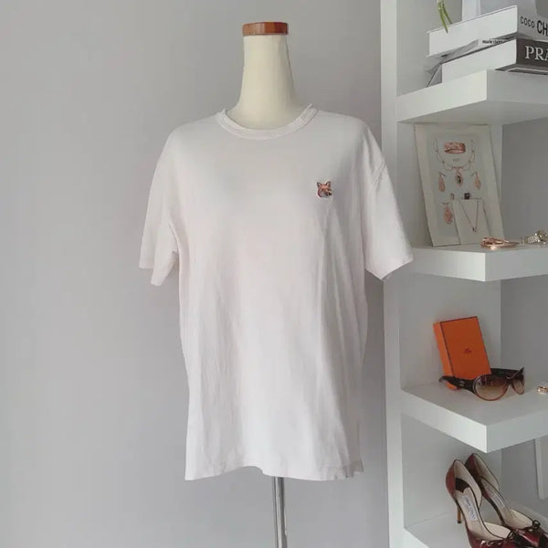 [BUNJANG] Maison Kitsuné Fox Head Patch Short Sleeve T-shirt Peach Pink (Size S) / [S] 메종키츠네 폭스 헤드 패치 반팔 티셔츠