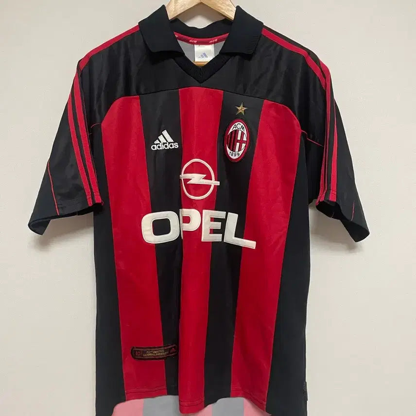 [BUNJANG] Adidas AC Milan 00-02 Home Jersey - No Name/Number (Men's M, International) / 아디다스 AC밀란 OPEL 유니폼 00-02 홈 노마킹 해외M