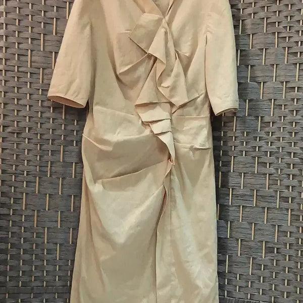[BUNJANG] Hansem LANVIN Beige Frill Dress / 한섬 LANVIN  프릴 원피스