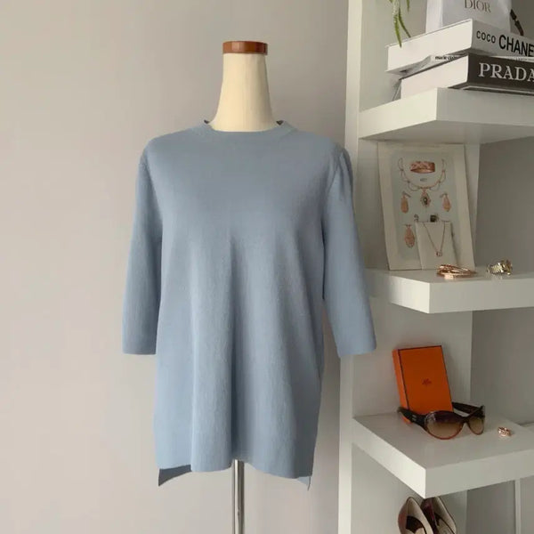 [BUNJANG] MINE Round Neck Ribbed Knit / 마인 MINE 라운드넥 골지 니트