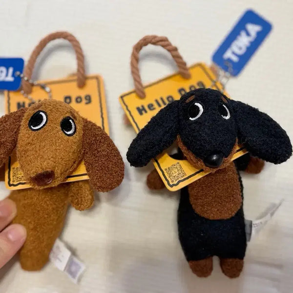 [BUNJANG] Sausage Dog Keychain Set - Brown & Black / 소세지 강아지걸이 인형 키링 /브라운 , 블랙/ 2개 일괄가격