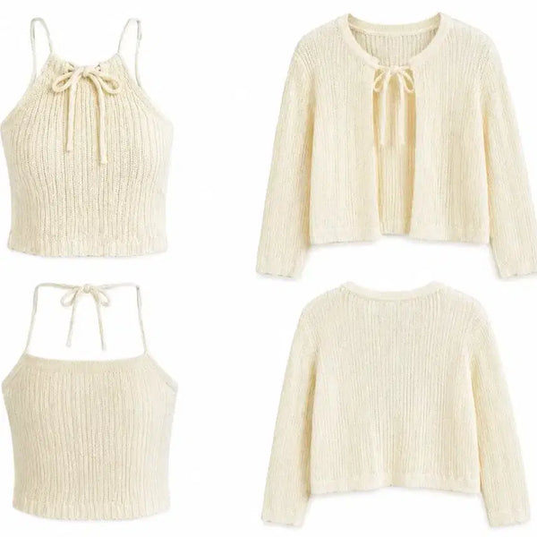 [BUNJANG] Ivory Knit Cardigan & Camisole Set / (가격제안O)아이보리 니트 가디건&나시 세트 싸게 판매합니다!