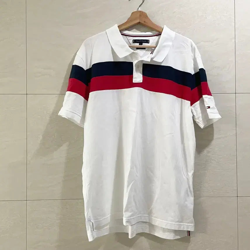 [BUNJANG] Tommy Hilfiger Signature Short Sleeve Polo Shirt Men's XL / 타미힐피거 / 시그니처 반팔 카라티, 남성 티셔츠 / XL