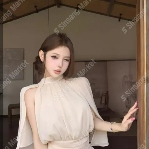 [BUNJANG] Chiffon Peplum Blouse - Light Pink / 시폰 페플럼 블라우스 연핑크