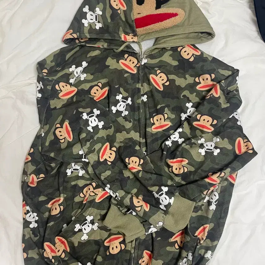 [BUNJANG] Paul Frank Military Hoodie Zip-Up / 폴프랭크 밀리터리 후드집업