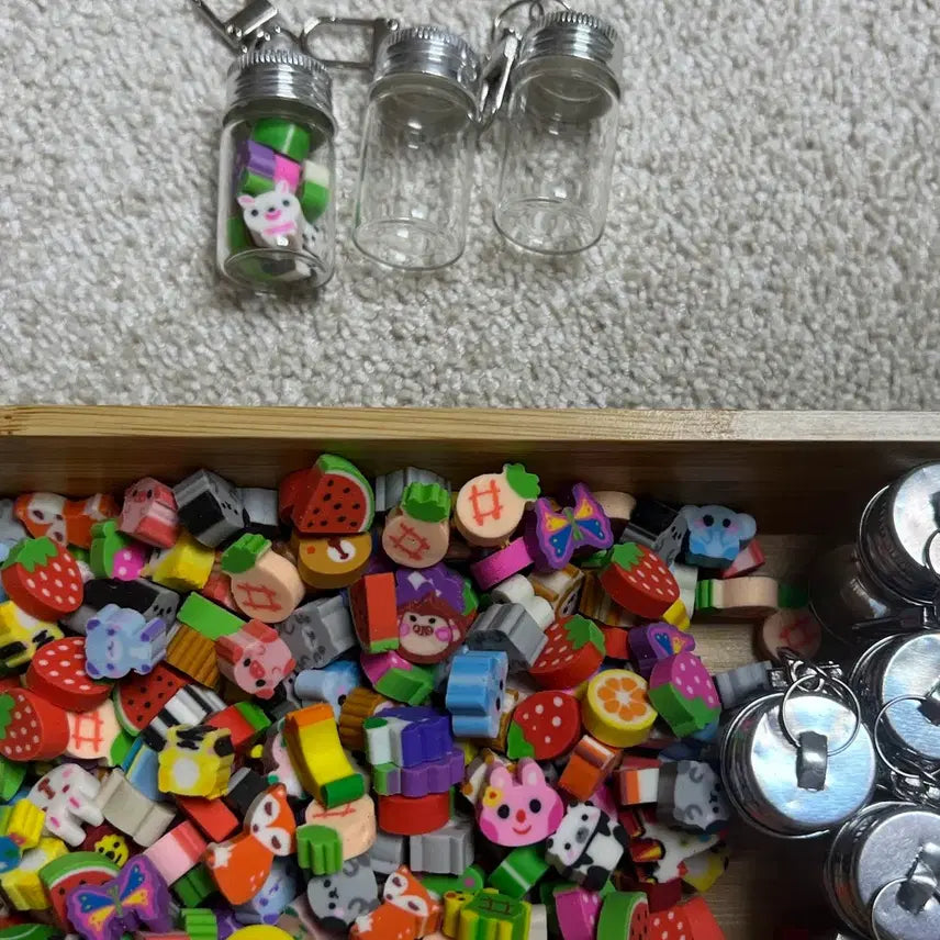 [BUNJANG] Mini Eraser Jar Keychain / 귀여운 미니 지우개 병 키링- 새상품, 제작상품
