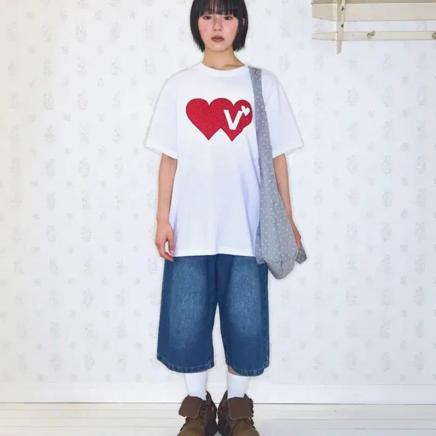 [BUNJANG] Videokey Heart T-Shirt / 비디오자키 하트 티셔츠