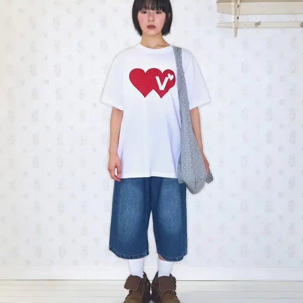 [BUNJANG] Videokey Heart T-Shirt / 비디오자키 하트 티셔츠