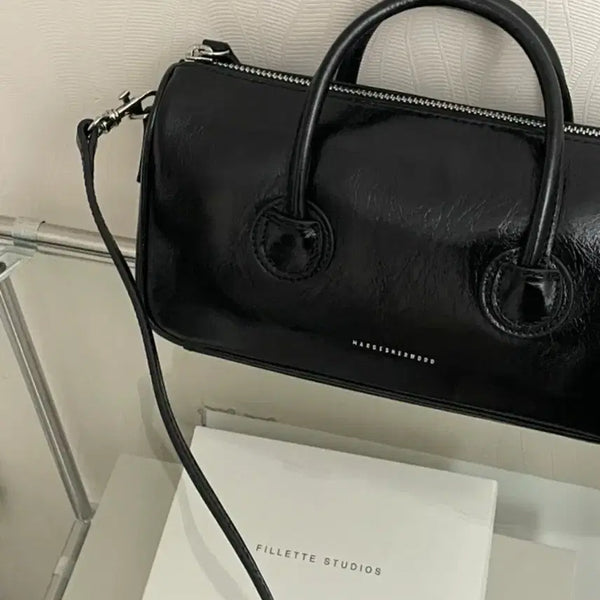 [BUNJANG] Magishwood Zipper Small Crinkle Shoulder Bag Black / 마지셔우드 지퍼 스몰 블랙 크링클