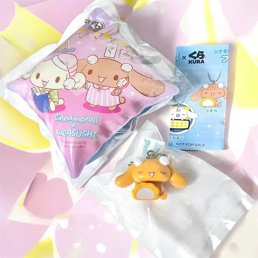 [BUNJANG] Sanrio Cinnamoroll Cushion Keychain & Figure Keychain Set / [미개봉] 모카 쿠라스시 피규어 키링 쿠션키링 산리오 시나모롤 시나프렌즈
