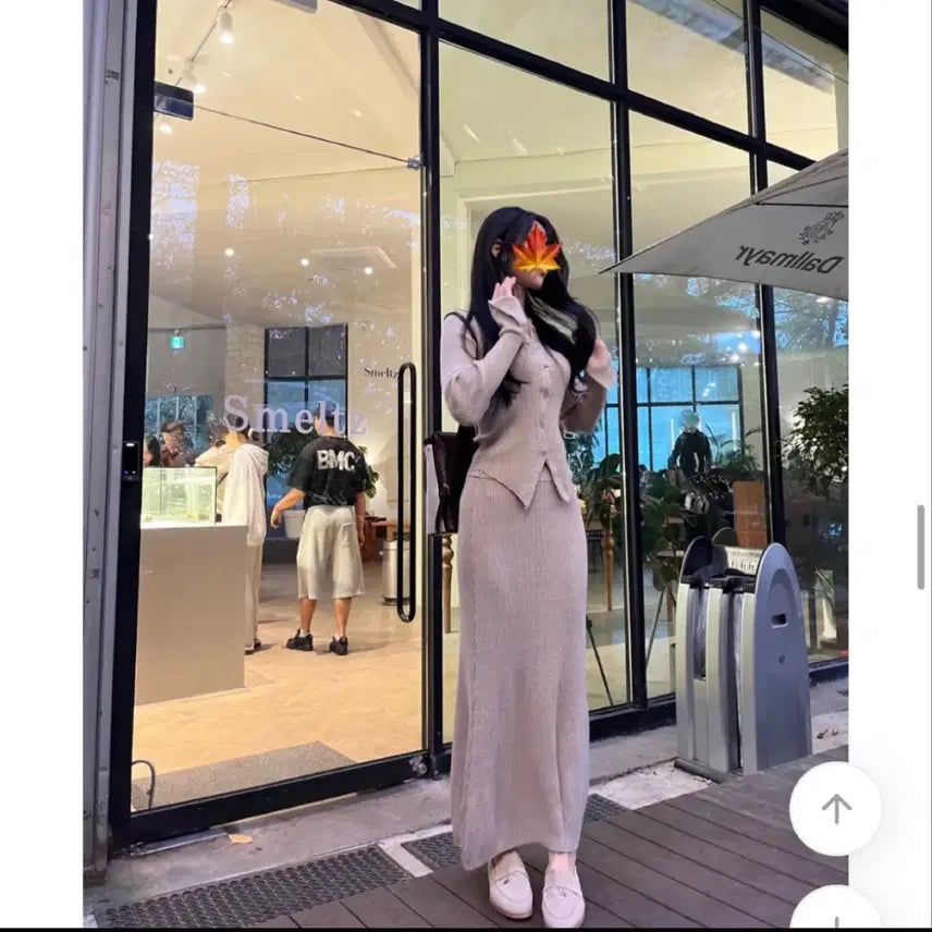 [BUNJANG] Amelia Ribbed Slim Two-Piece Set / [새상품] 아멜리아 골지 슬림 투피스 세트