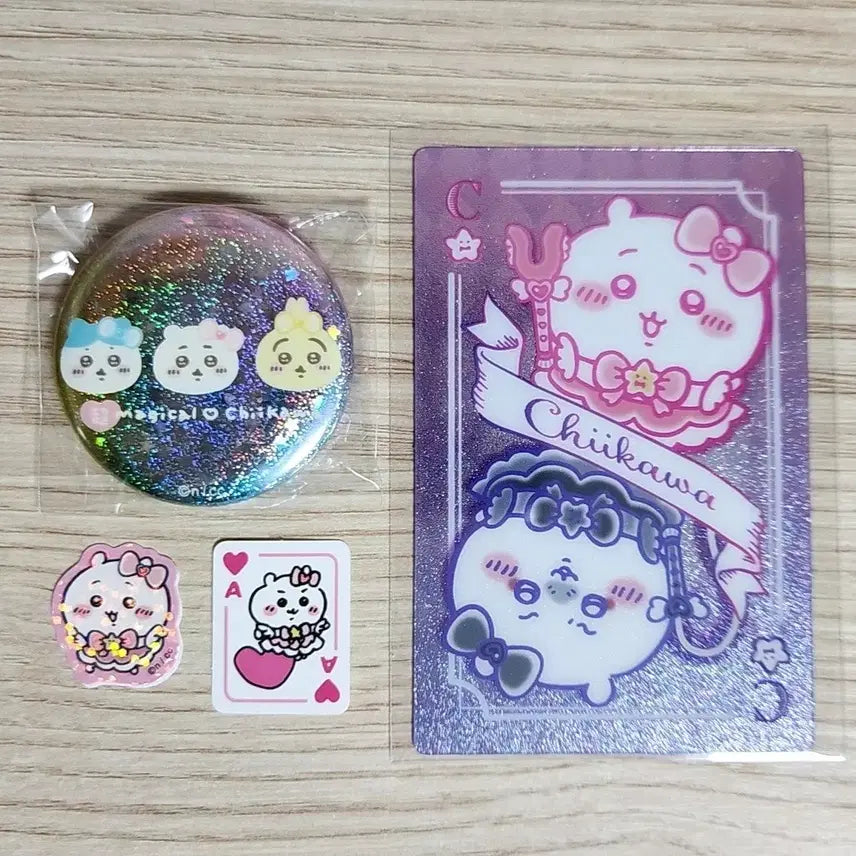 [BUNJANG] Chiikawa Magical Trump Card & Can Badge Bundle Set / 치이카와 매지컬 트럼프 카드&캔뱃지