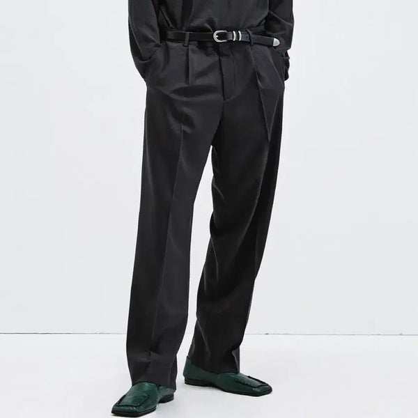 [BUNJANG] ELMOD Wide Charcoal Slacks Pants / 엘무드 와이드 슬랙스 차콜 팬츠