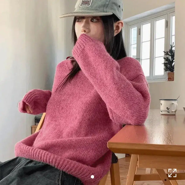 [BUNJANG] Pink Alpaca V-Neck Knit / 핑크 알파카 브이넥 니트