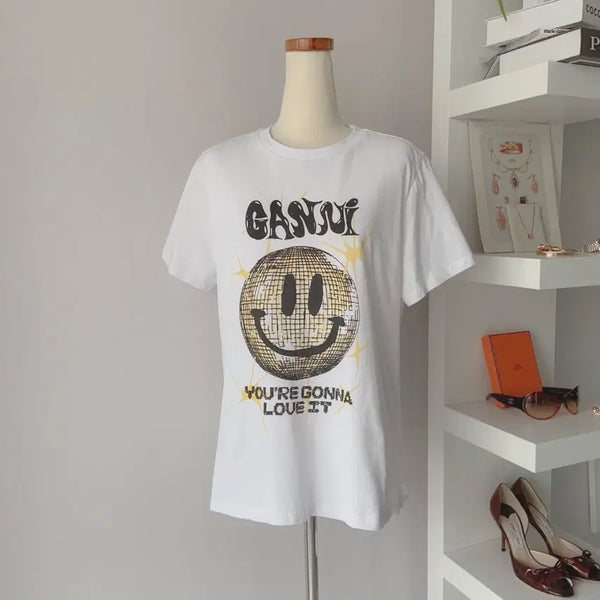 [BUNJANG] Ganni Smile Graphic T-Shirt XS / S 가니(Ganni) 상태 좋은 스마일 그래픽 티셔츠