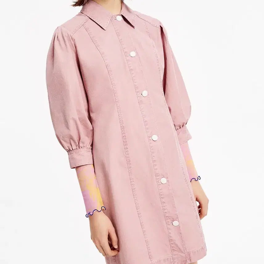 [BUNJANG] BIMBA Y LOLA Pink Puff Sleeve Shirt Dress / 빔바이롤라 셔츠 원피스