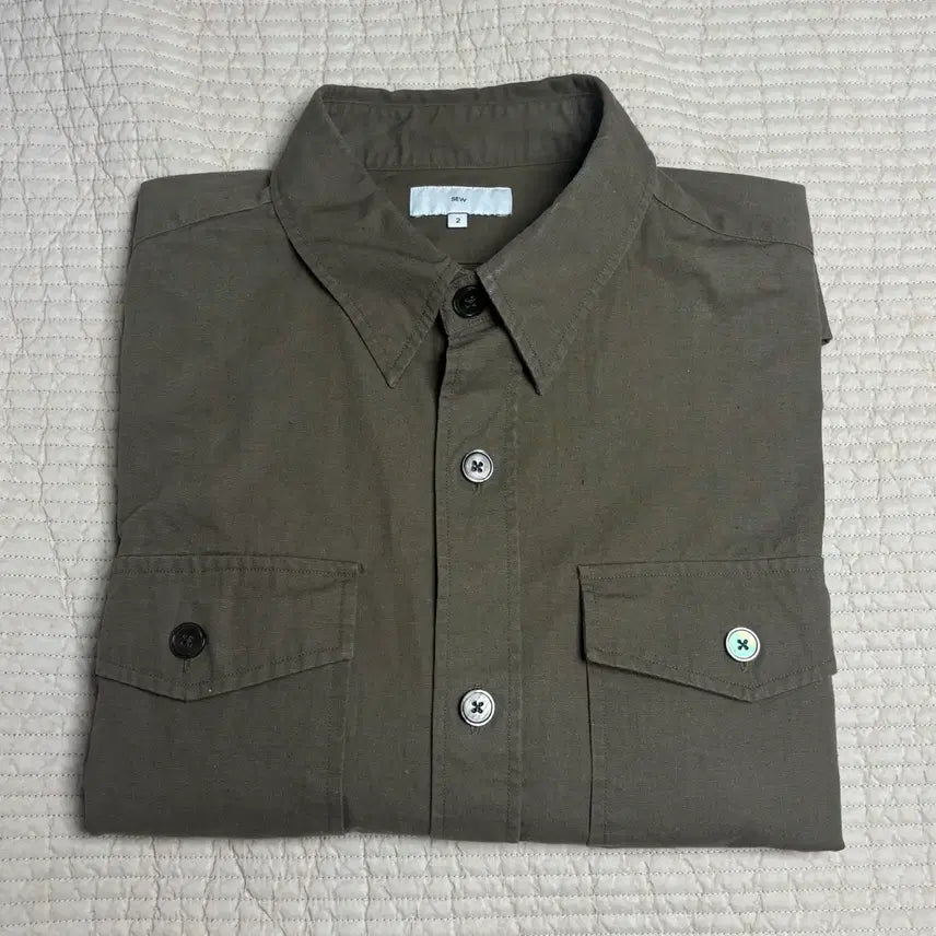 [BUNJANG] SEW Vintage Cotton CPO Shirt Olive / SEW 빈티지 코튼 CPO 셔츠 _올리브_2size