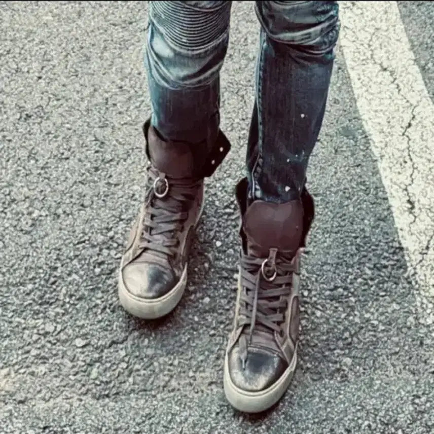 [BUNJANG] Old Lanvin Gold Glitter High Top Sneakers Brown / 올드 랑방 하이탑 골드 글리터 스니커즈 브라운
