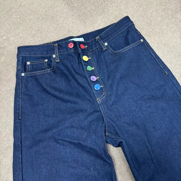 [BUNJANG] Jun Tae Kim Artisanal Multicolor Button Denim Jeans / 준태킴 아티셔널 멀티컬러 버튼 데님