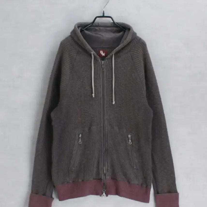 [BUNJANG] DENIME Waffle Cotton Vintage Full Zip Hoodie Knit / DENIME 와플 코튼 빈티지 후드 니트집업L