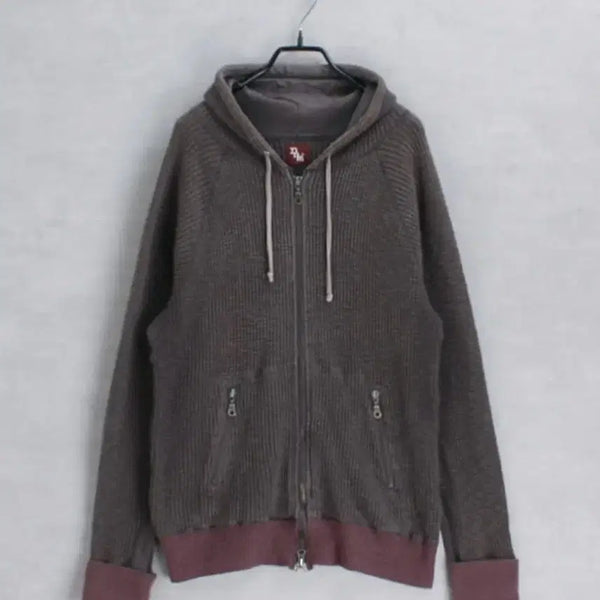 [BUNJANG] DENIME Waffle Cotton Vintage Full Zip Hoodie Knit / DENIME 와플 코튼 빈티지 후드 니트집업L