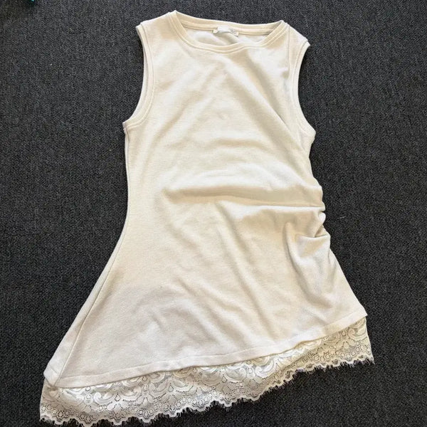 [BUNJANG] Zara Lace Ivory Knit Tank Top / 자라 나시 민소매 레이스 아이보리 니트 탱크탑