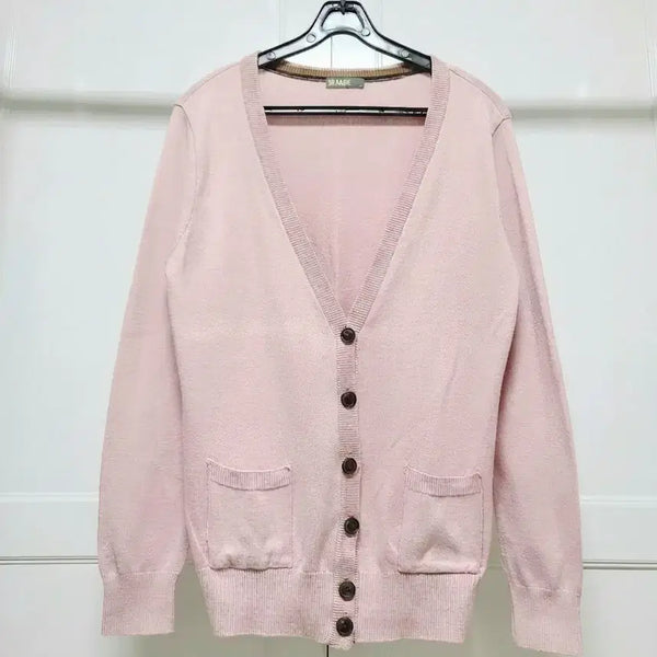 [BUNJANG] Pink Color Block Cardigan / 핑크 배색 가디건