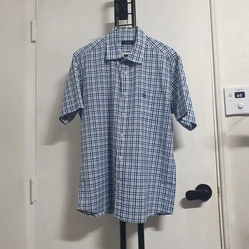 [BUNJANG] Brounwood Men's Summer Plaid Short Sleeve Shirt XL (105) / 브렌우드 남자 여름 반팔셔츠 XL 105