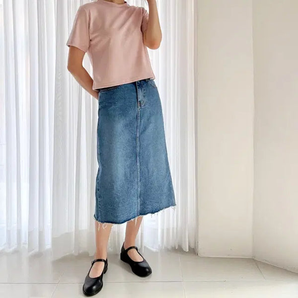 [BUNJANG] A-Line Denim Long Skirt / 진청 A라인 데님 롱스커트 청치마