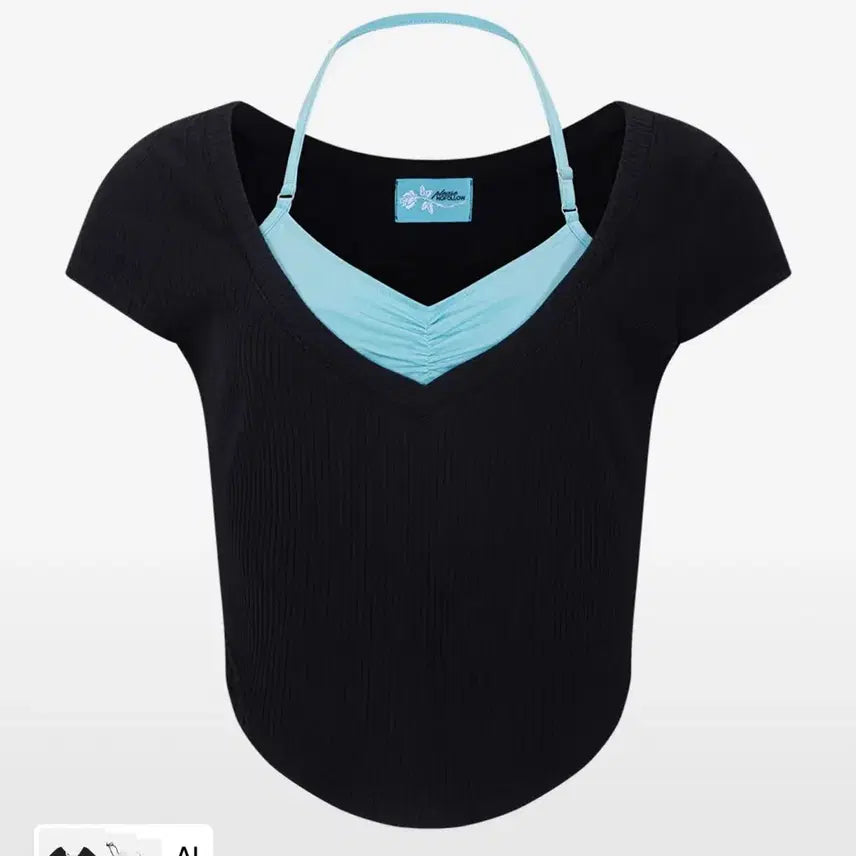 [BUNJANG] Pluneuphal Layered Short Sleeve T-Shirt Black Mint / 플노팔 레이어드 반팔 Zeline Layered 블랙 민트 팝니다