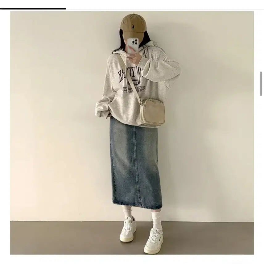[BUNJANG] Ablly Long Denim Skirt / 에이블리 롱청스커트