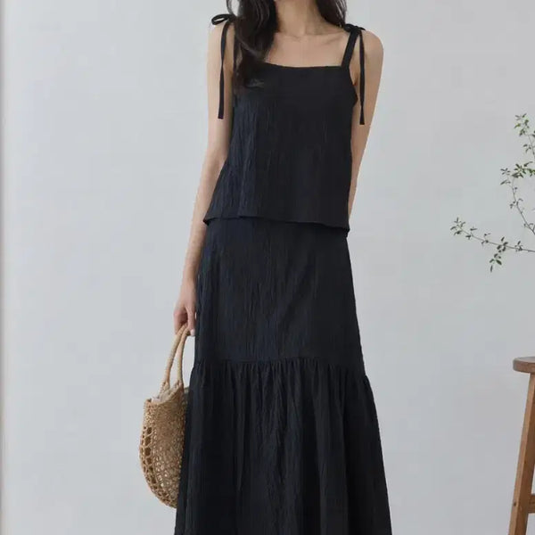[BUNJANG] Bustier Ruffle Skirt 2-Piece Set / 뷔스티에 캉캉 스커트 2피스 셋업