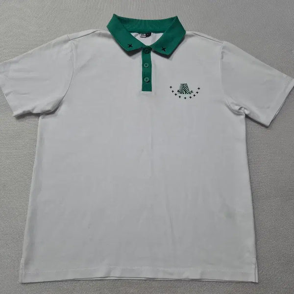 [BUNJANG] Ape The Great Short Sleeve Polo Shirt White Green / APE THE GREAT 반팔 카라티 흰색 그린 배색 100