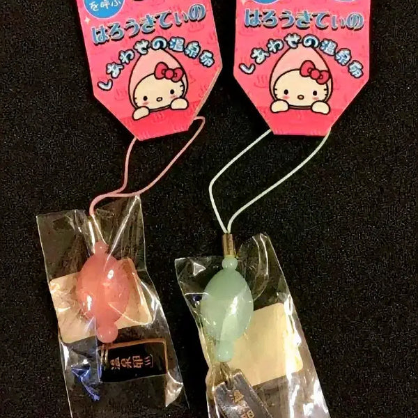 [BUNJANG] Onsen Secret Kitty 2-Set Charm & Strap / 온세란 키티 2종세트,온천 키티 키링, 달걀 키티스트랩, 계란 키티 키링