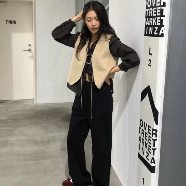 [BUNJANG] Underbee Bay Cotton Buckle Pants (Fleece Lined, Black, Size S) / [실착 1회] 언더비 Bay 코튼 버클 팬츠 기모 버전 블랙 S 기본