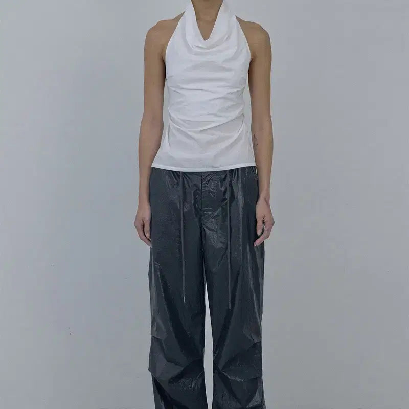 [BUNJANG] Sculptor Glossy Parachute Pants Black / 스컬프터 Glossy Parachute Pants Black