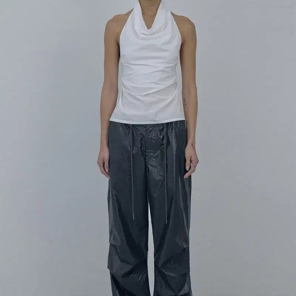 [BUNJANG] Sculptor Glossy Parachute Pants Black / 스컬프터 Glossy Parachute Pants Black