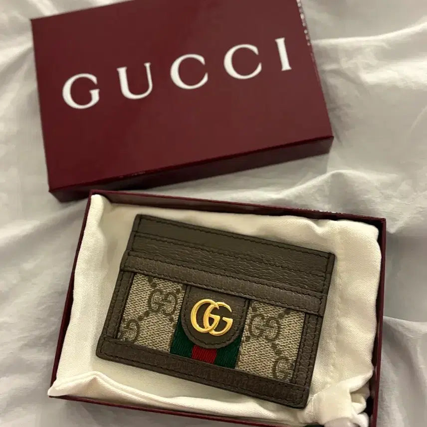 [BUNJANG] Gucci Ophidia GG Card Case Beige Ebony / 구찌지갑 구찌 오피디아 GG 카드 케이스 베이지 에보니