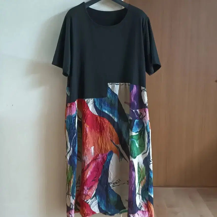 [BUNJANG] Viscose Blend Pattern Long Dress (Size 55-66) / 인견 패턴 롱 원피스 55~66