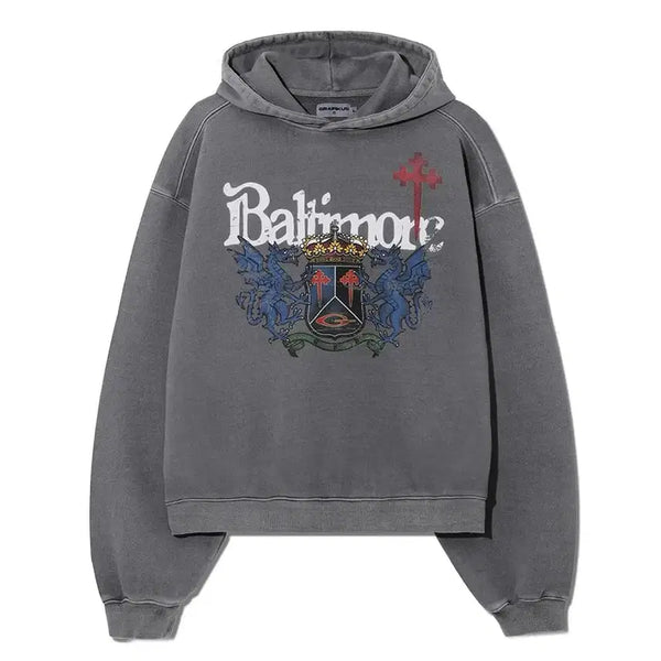 [BUNJANG] Graphicus G.Dyeing Baltimore Pigment Hooded Sweatshirt L Grey / 그래피커스 G.DYEING 볼티모어 후드 그레이 피그먼트