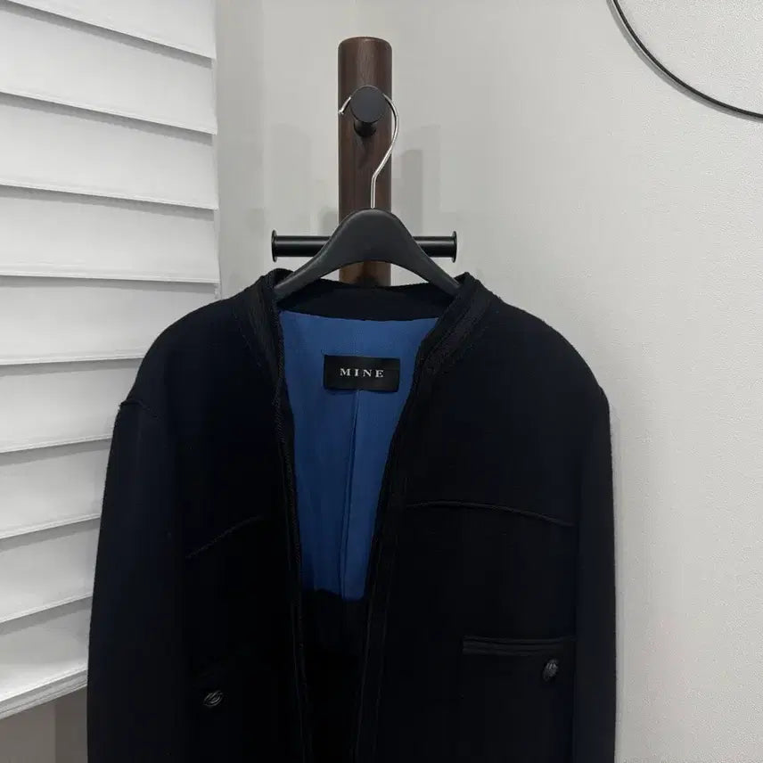 [BUNJANG] MINE Navy Collarless Jacket / 마인 MINE 네이비 노카라 재킷