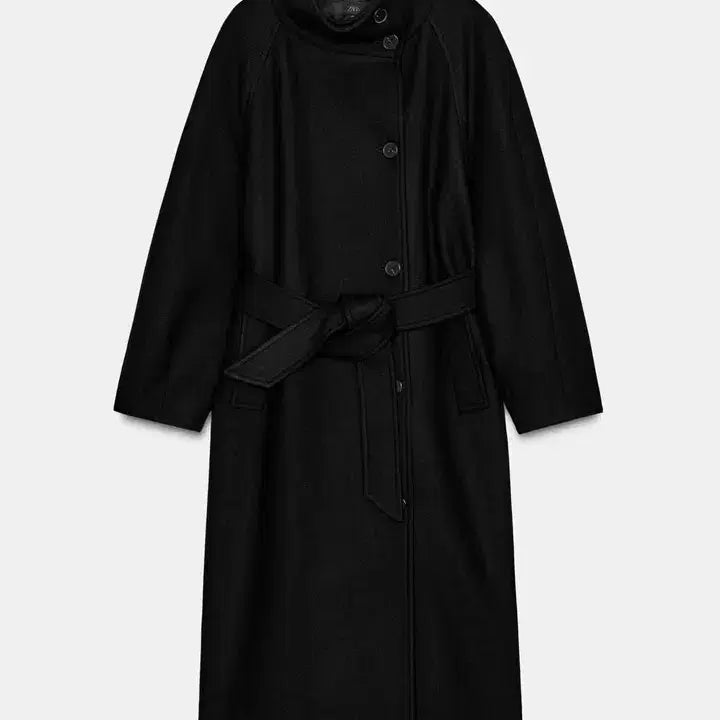 [BUNJANG] Zara Wool High-Neck Long Coat Black / 자라 울 하이넥 롱 코트 블랙