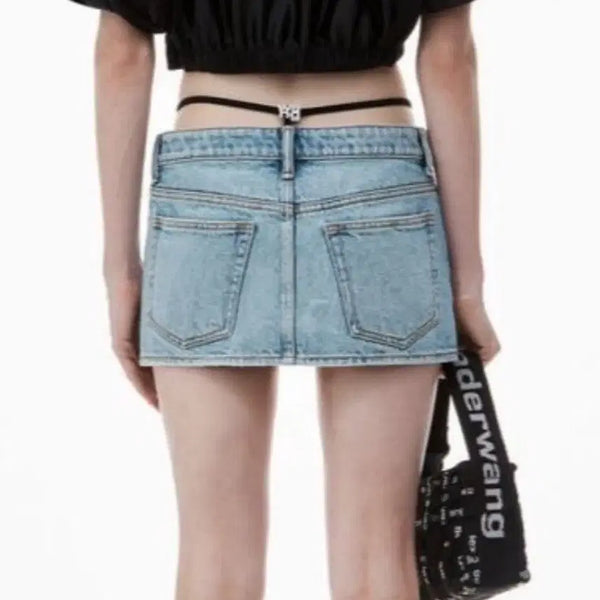 [BUNJANG] Alexander Wang Denim Crystal Logo Skirt / Alexander wang 데님 크리스탈 로고 스커트