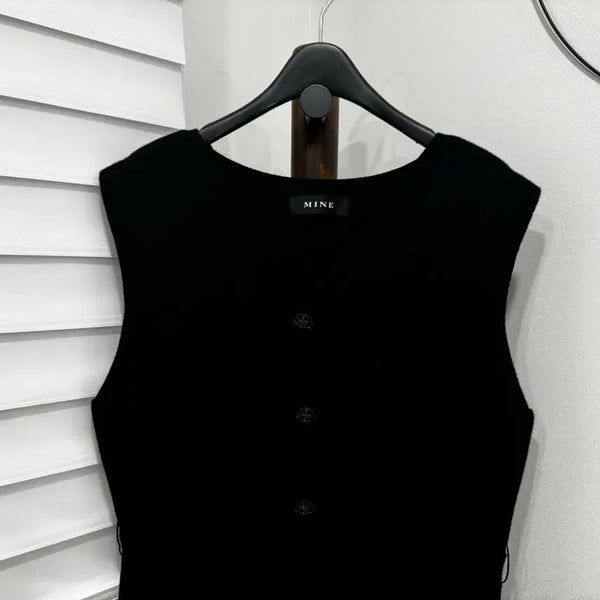[BUNJANG] MINE Wool 100% Knit Long Dress Black / 마인 MINE 울 100% 니트 롱원피스 (새상품)