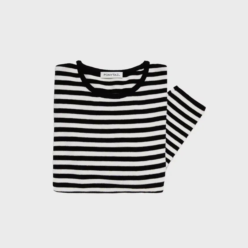 [BUNJANG] Combi Striped Knit T-Shirts / 포니테일 Combi Striped Knit T-Shirts