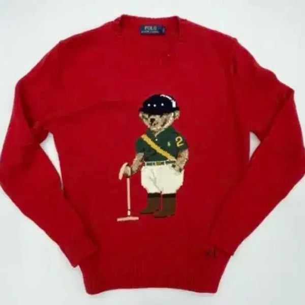 [BUNJANG] Polo Ralph Lauren Linen Cotton Bear Sweater Red M New / 폴로 랄프로렌 린넨 코튼 베어 스웨터 레드 M 새상품