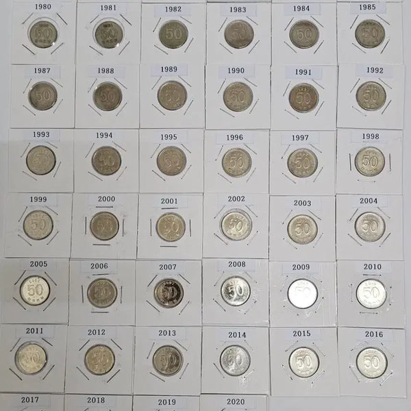 [BUNJANG] 50 Won Coin Year Set (1972-2020) / 50원 동전 연도별 세트 (1972-2020)