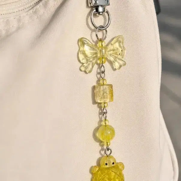 [BUNJANG] Yellow Jelly Turtle Charm Handmade Beaded Keychain / 옐로우 젤리 거북이 키링 | 핸드메이드 비즈 키링|선물포장 가능