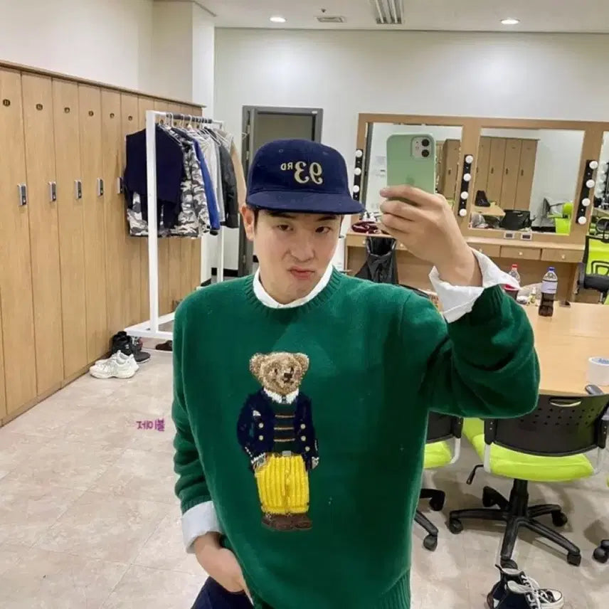 [BUNJANG] Polo Ralph Lauren Bear Knit Green M / 폴로 랄프로렌 베어 니트 그린 M 새상품 참교육 봉근대 피오착용